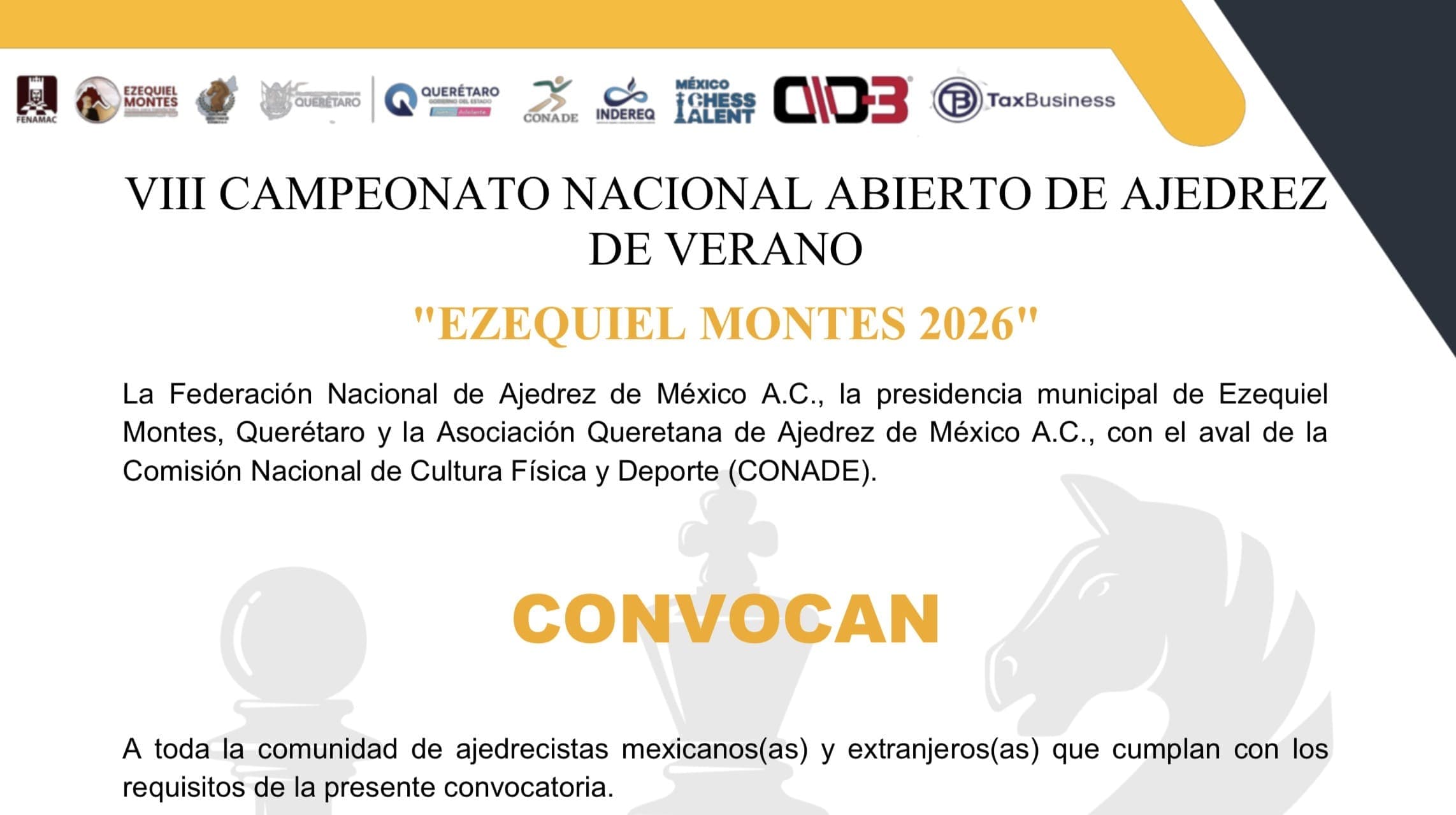 VIII CAMPEONATO NACIONAL ABIERTO DE AJEDREZ DE VERANO “EZEQUIEL MONTES 2026”